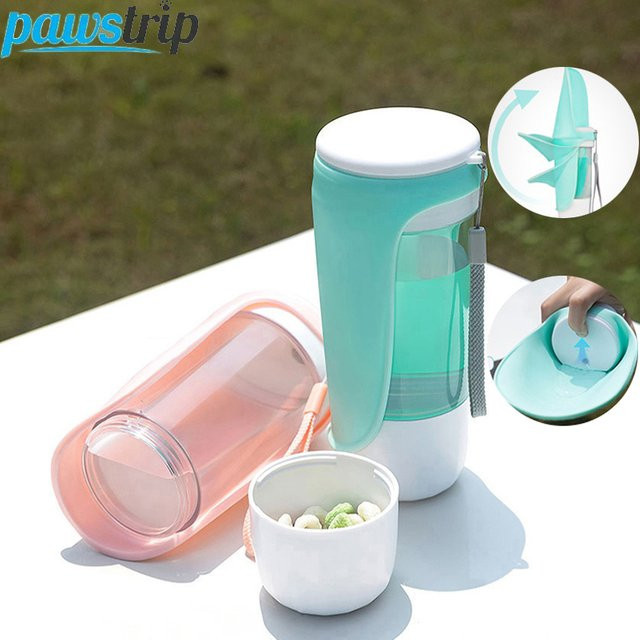 Pawstrip 2-in-1 Hundewasserflasche mit faltbarem Trinknapf für unterwegs, Grün - Bild 1