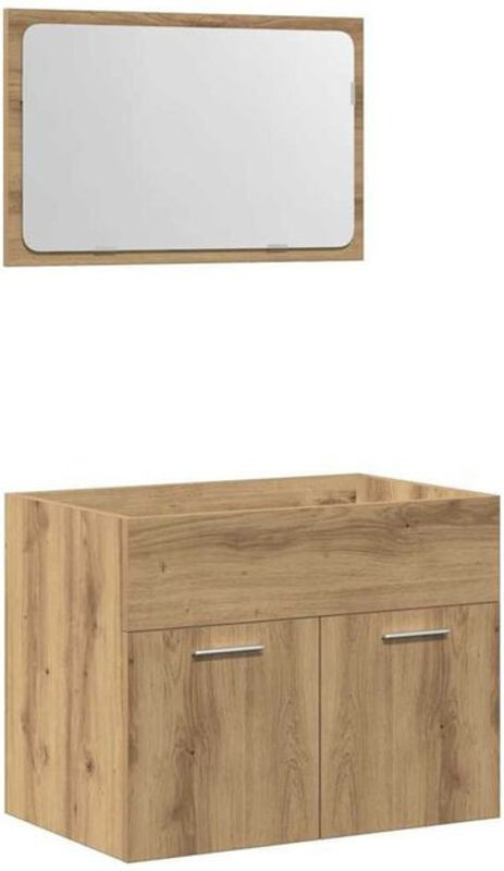 Vidaxl 2-tlg. Badmöbel-Set Artisan-Eiche in Braun und Beige aus Holzwerkstoff und Glas - Bild 1