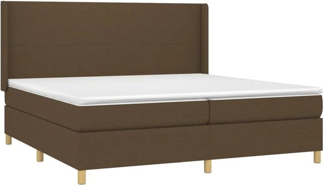 vidaXL Boxspringbett mit Matratze in Dunkelbraun, Hybridbett mit LED-Unterbettbeleuchtung und USB-Ladeanschluss, B/T: 200 x 200 cm - Bild 1