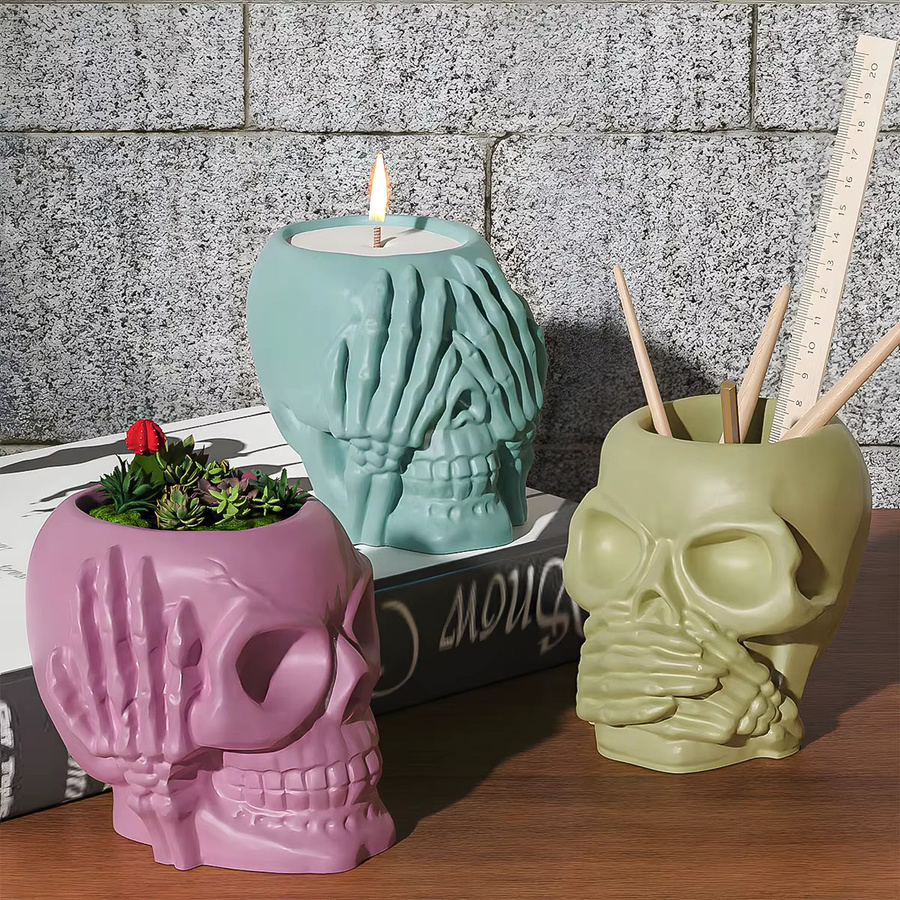 UDOCOOL 3D Schädel Silikonform für DIY Halloween Handwerk und kreative Objekte wie Stifthalter oder Blumentöpfe - Bild 4