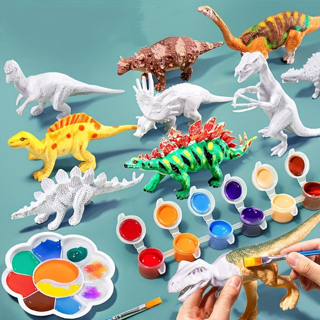 hairun Dinosaurier Tiere Modell, 6-teiliges Set, Weiß, Bunt / Mehrfarbig - Bild 1