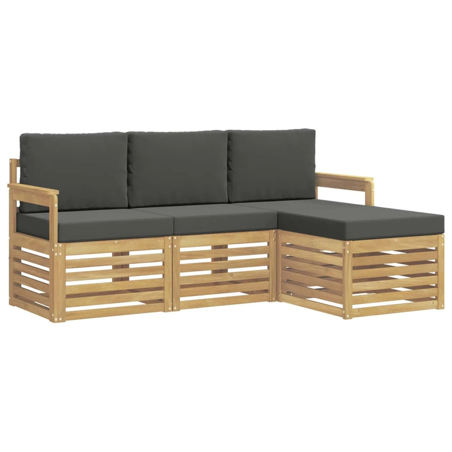 vidaXL Outdoor-Sofagarnitur 4-teilig aus Akazienholz in Anthrazit und Weiß mit Polsterkissen - Bild 2