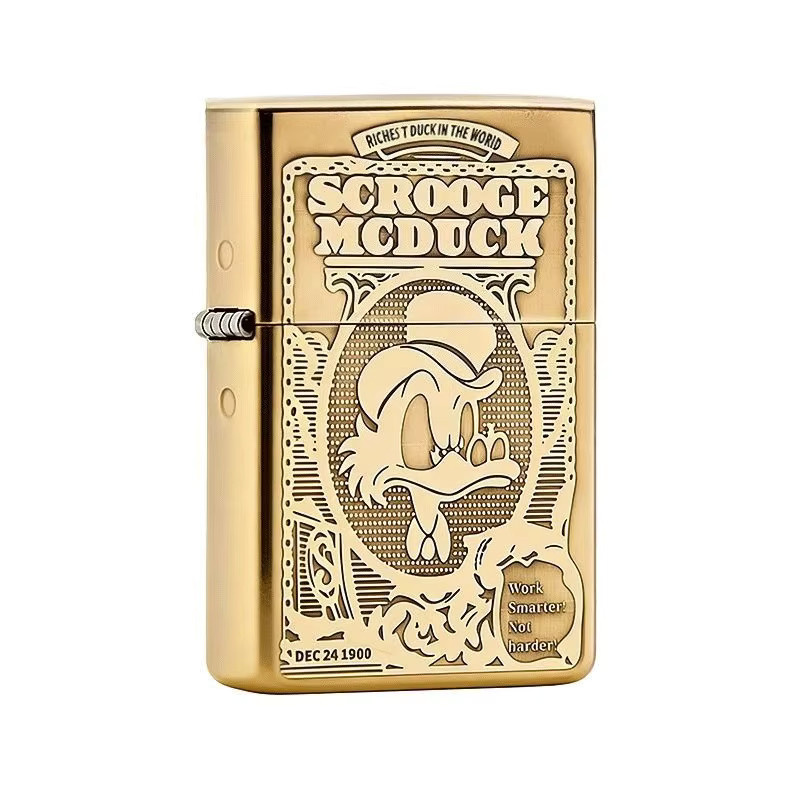 ZORRO Kerosin-Feuerzeug Rich Duck Retro Design in Gold - Bild 3