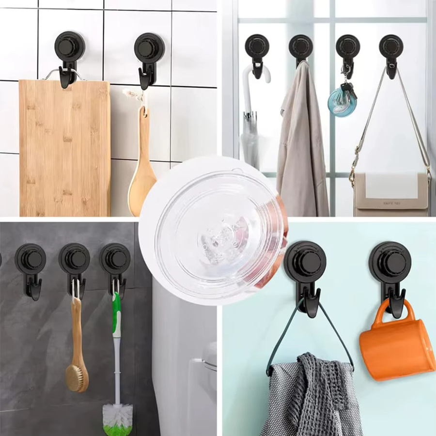 Multiyilego Saugnapf-Haken aus Kunststoff, schwarz und transparent, wiederverwendbare Vakuum-Haken für Glas, Küche und Badezimmer - Bild 3