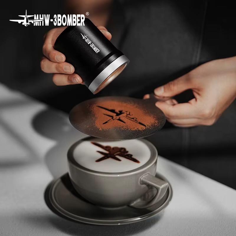 MHW-3BOMBER Shark Powder Shaker in Schwarz mit magnetischem Aluminiumdeckel und drei austauschbaren Mesh-Sieben für Kaffee-Zubehör - Bild 5