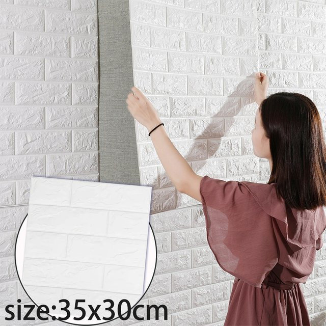 Selbstklebende 3D-Tapete aus XPE-Schaumstoff in Weiß, moderne Wandaufkleber für Wohnzimmer, Küche und Schlafzimmer - Bild 1