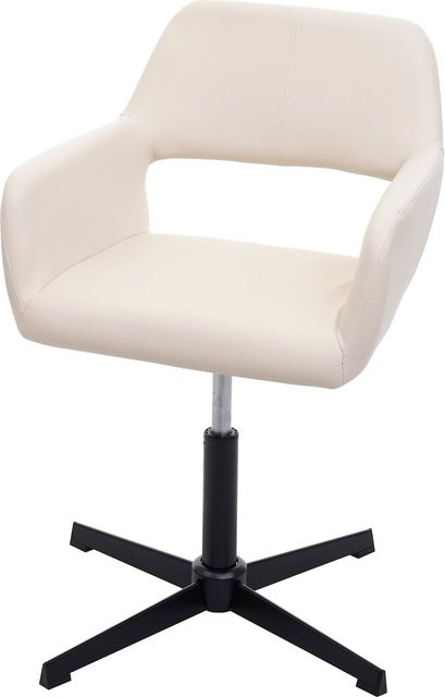 MCW Esszimmerstuhl A50 IV Retro mit Drehmechanismus und Armlehnen, Kunstleder Beige, Fuß Schwarz - Bild 1