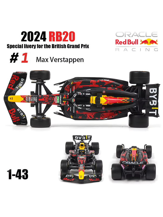 Bburago 2024 F1 Red Bull RB20 # 1 Verstappen Sonderlivery, Die-Cast Modell, 1:43, ab 3 Jahren - Bild 3
