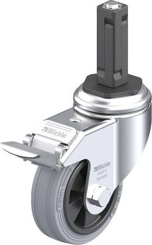 Blickle LKRA-VPA 80G-11-FI-EV12 Lenkrolle mit Feststeller in Grau und Schwarz, Rad-Durchmesser: 80 mm, Tragfähigkeit: 80 kg - Bild 1