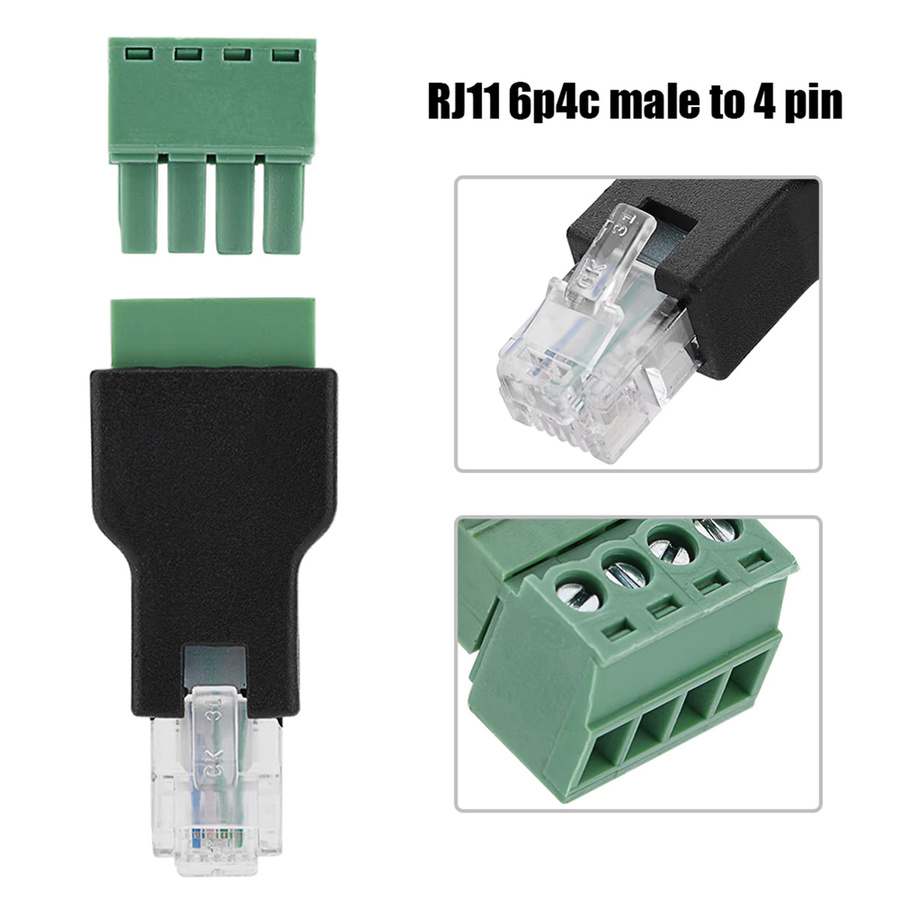 YOUTHINK RJ11 6P4C Stecker auf 4-polige Schraubklemmen Ethernet LAN Anschluss in Grün - Bild 2