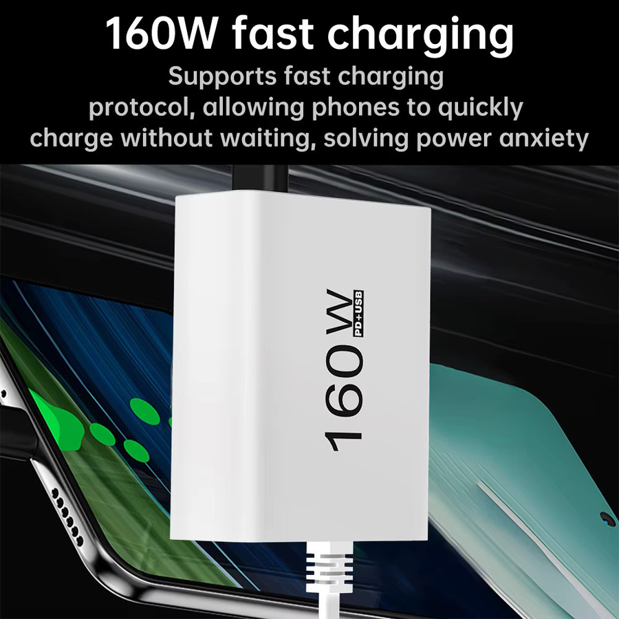 160W Multi-Port USB-Ladegerät mit USB-C als schnelles Wandladegerät für iPhone, Samsung, Xiaomi und Huawei in Weiß oder Gelb - Bild 3