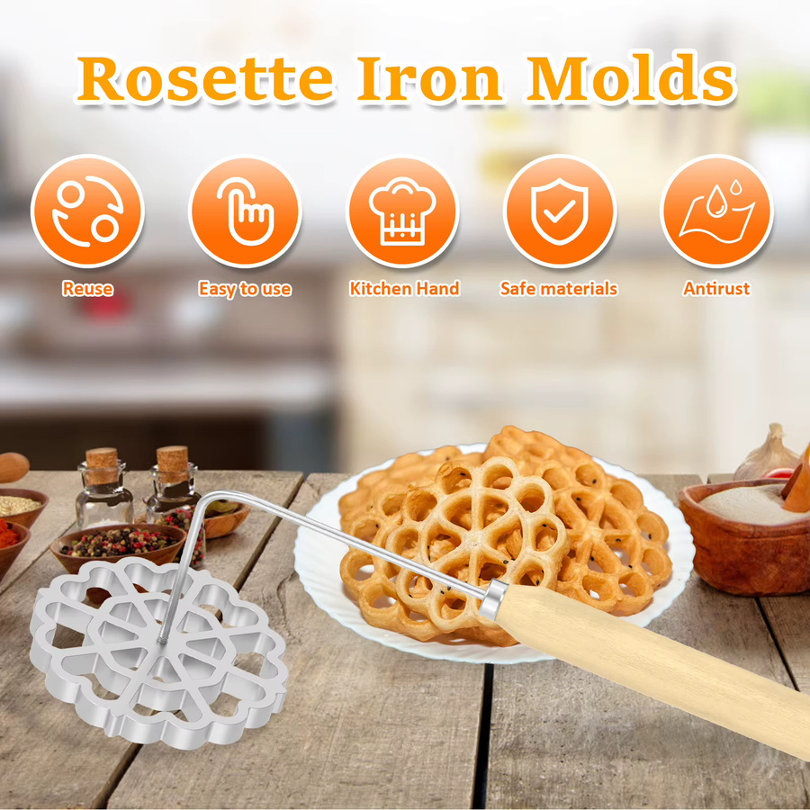 Willstar Cookie Maker Rosettenform aus Metall in Silber für Gebäck und Bunuelos - Bild 3