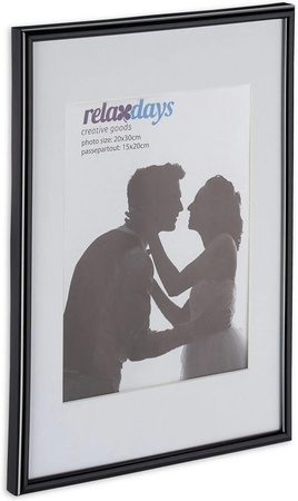 Relaxdays Bilderrahmen 2er Set Schwarz aus Kunststoff mit Glas und MDF zum Aufhängen oder Aufstellen, B/H: 30 x 20 cm