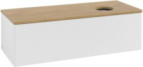 V&B Waschtischunterschrank Antao mit Frontstruktur und Beleuchtung, Eiche Honig und Weiß Lack, B/T/H: 120 x 50 x 50 cm - Bild 1
