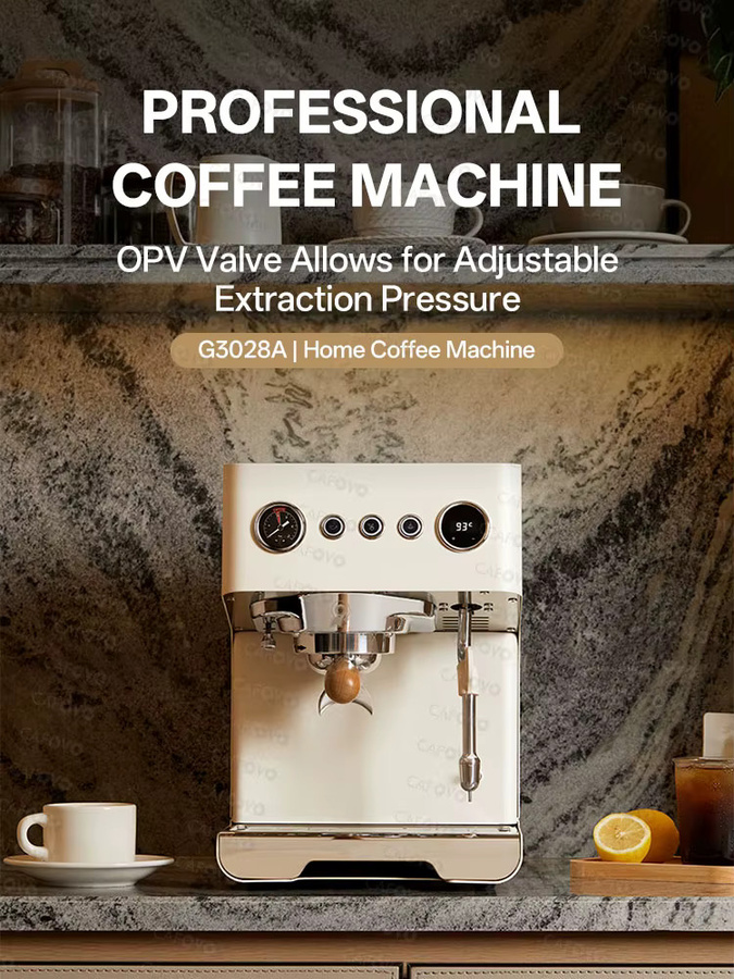 CAFOVO G3028A Halbautomatische Espressomaschine mit Doppelkessel und Doppelpumpe, Weiß, Edelstahl - Bild 6