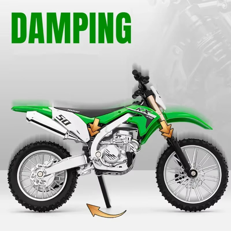 Double Horses KX450 Rennmotorrad Modell, 1:12, Metall, Grün - Bild 3
