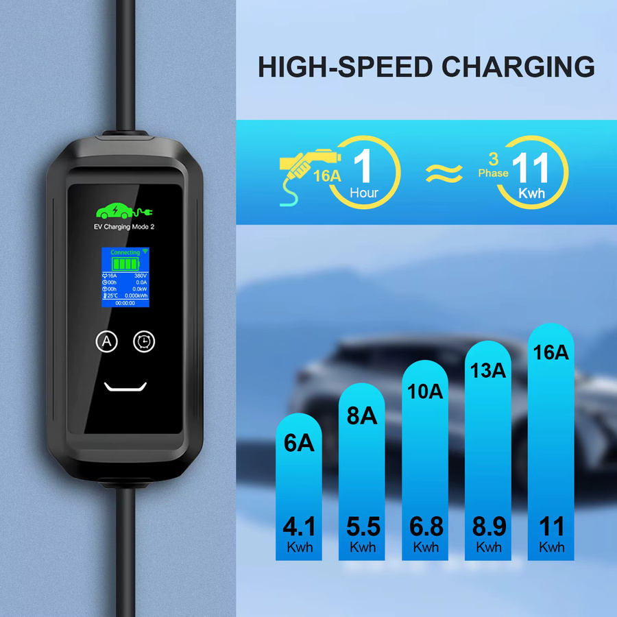 Kolanky EV-Ladegerät Heimladestation mit 11KW, einstellbar 6/8/10/13/16A, WLAN und Bluetooth via Tuya App, EU IEC 62169 Stecker, Schwarz, Kabellänge: 10 m - Bild 5