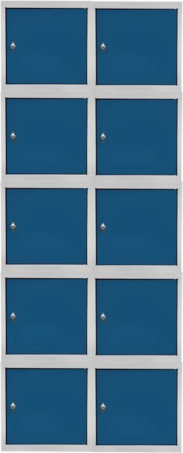 PROREGAL Blocky Schließfachwürfel Set aus 10 Stück mit Drehriegelschloss für Vorhängeschlösser, Stahl pulverbeschichtet, Farbe: Lichtgrau/Blau, B/T/H: 40 x 40 x 40 cm - Bild 1