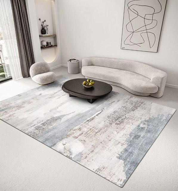 Moderner, waschbarer und rutschfester Teppich in Grau für Wohnzimmer und Schlafzimmer, B/T: 90 x 60 cm - Bild 1