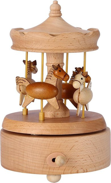 Handgefertigte Vintage Spieluhr aus Holz von Tooarts in Beige als dekoratives Holzhandwerk für Geburtstage und Weihnachten - Bild 1