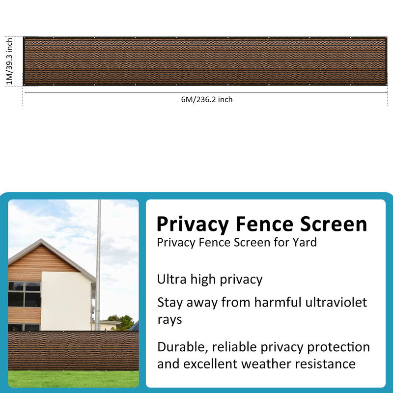 Sichtschutzzaun Netzabdeckung in Braun, 100 x 600 cm, HDPE Schattierungszaun mit 50 Kabelbindern und 10 m Seil - Bild 3