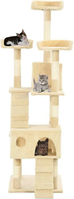 vidaXL Katzen-Kratzbaum mit Sisal-Säulen und Höhle in Beige, Höhe: 170 cm - Bild 1