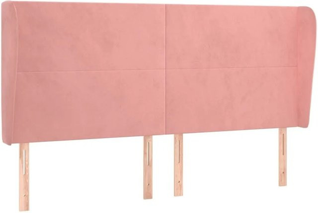 vidaXL Kopfteil mit Ohren in Rosa aus Samt, B/T/H: 183 x 23 x 118/128 cm - Bild 1