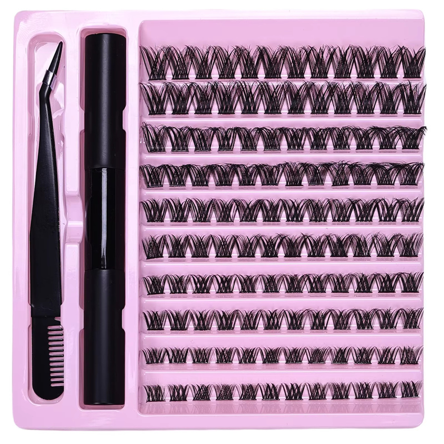 JIEFUXIN Wimpernverlängerungs-Set, Wispy D-Curling Wimpern-Clusters mit Kleber und Pinzette, Unisex - Bild 6