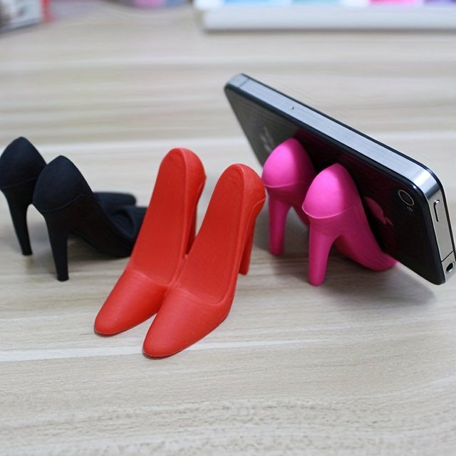 Kreativer Mini Silikon-Telefonhalter in High Heel Form, Farbe: Rot - Bild 1