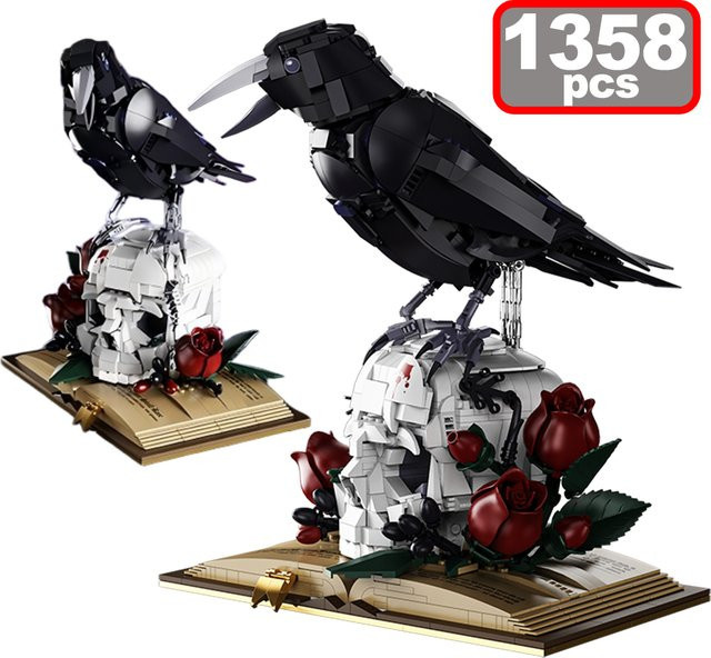 ZKZC MOC Totenkopf Raben Rosen Blumen Bücher Modellbausatz, ab 14 Jahren - Bild 1