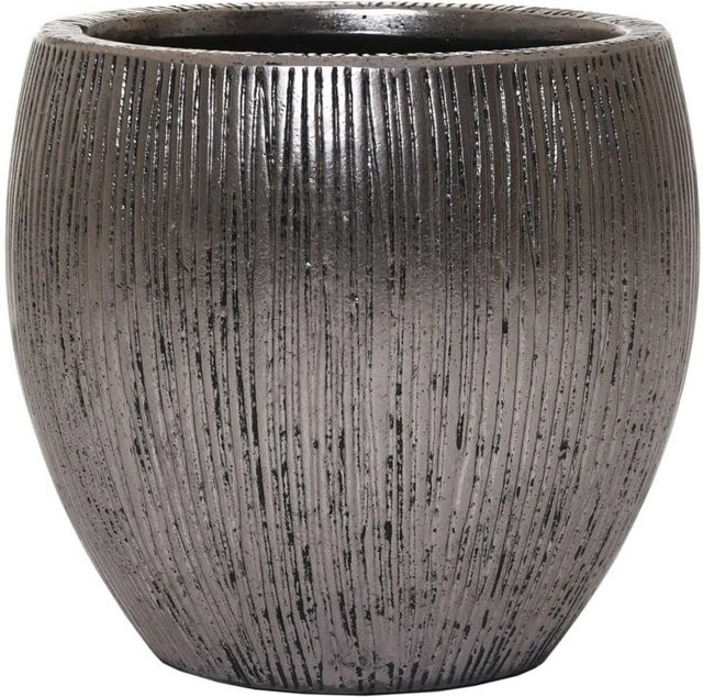 Vivanno Blumentopf Cairo aus Fiberglas in Solissilber, rund, B/T/H: 28 x 28 x 29 cm - Bild 1