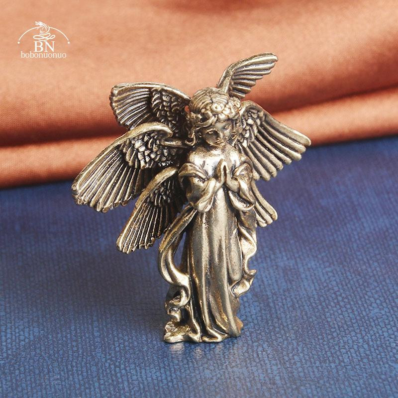 Yiran Furniture Engel Statue aus Messing und Kupfer in Gold als Tischdekoration - Bild 2