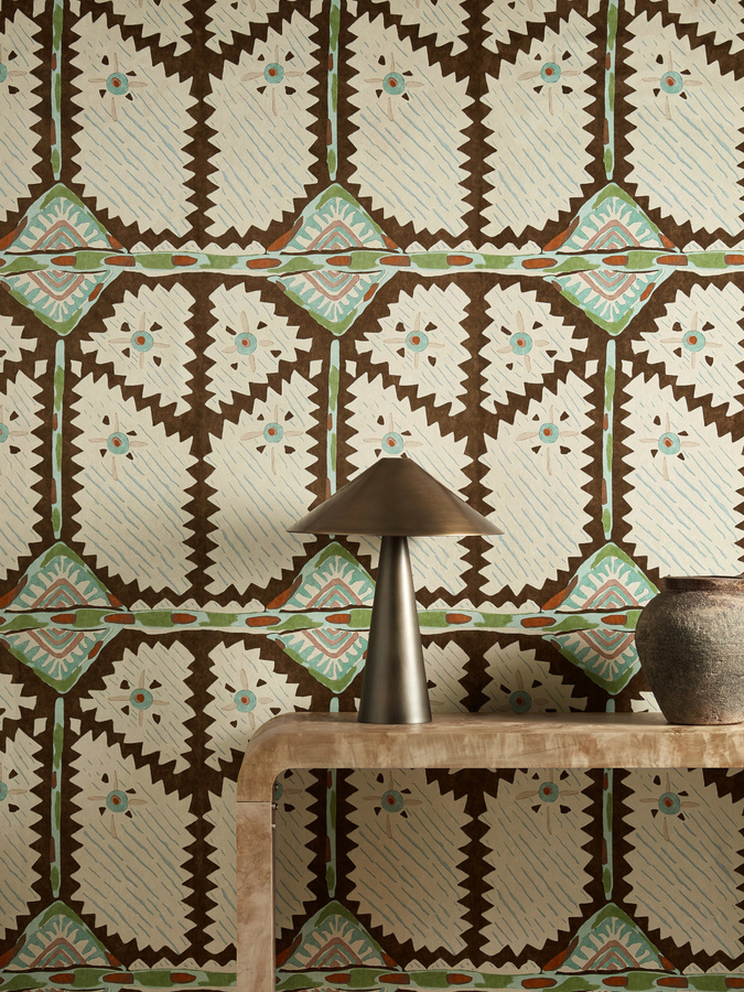 Harlequin Tapete Brocha in Beechwood/Lagoon mit abstraktem Design aus Vlies in Beige und Multicolour - Bild 1