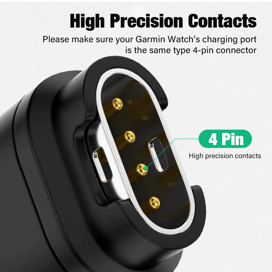 USB-C auf 4-Pin Ladeadapter für Garmin Smartwatches in Schwarz - Bild 3