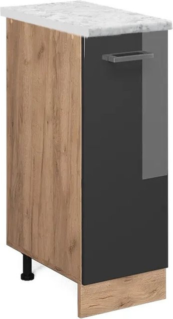 Vicco Apothekerschrank R-Line in Anthrazit Hochglanz und Goldkraft Eiche mit Marmor-Optik, B/T/H: 30,0 x 46,0 x 81,6 cm - Bild 1