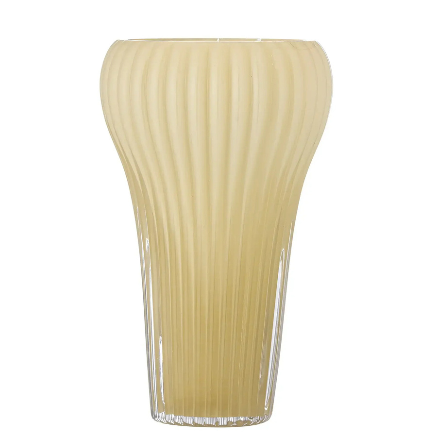 Bloomingville Vase Averie aus Glas in Gelb mit vertikalen Rillen, Höhe: 28 cm - Bild 1