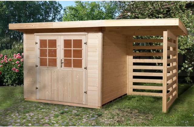 OBI Outdoor Living Holz-Gartenhaus La Spezia mit Flachdach in Braun, B/T/H: 385 x 314 x 226 cm - Bild 1