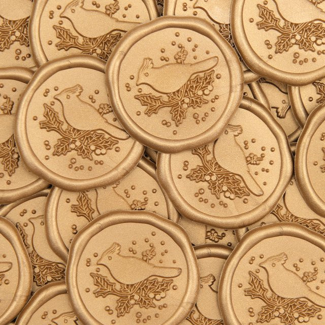 30 Stück selbstklebende Weihnachts-Wachssiegel-Aufkleber in Gold mit geprägtem Weihnachtsdesign - Bild 1