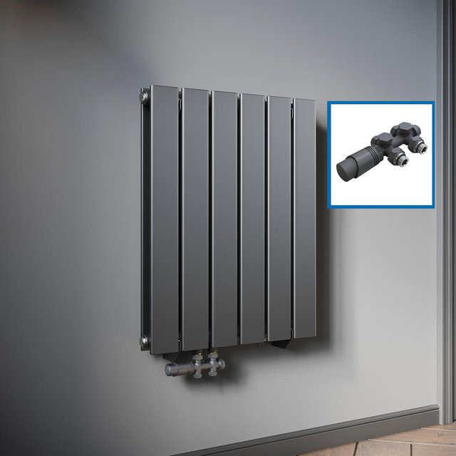 SONNI Design Badheizkörper flach und vertikal, Paneelheizkörper für das Badezimmer, Anthrazit, Höhe: 60,0 cm, Breite: 46,5 cm - Bild 1