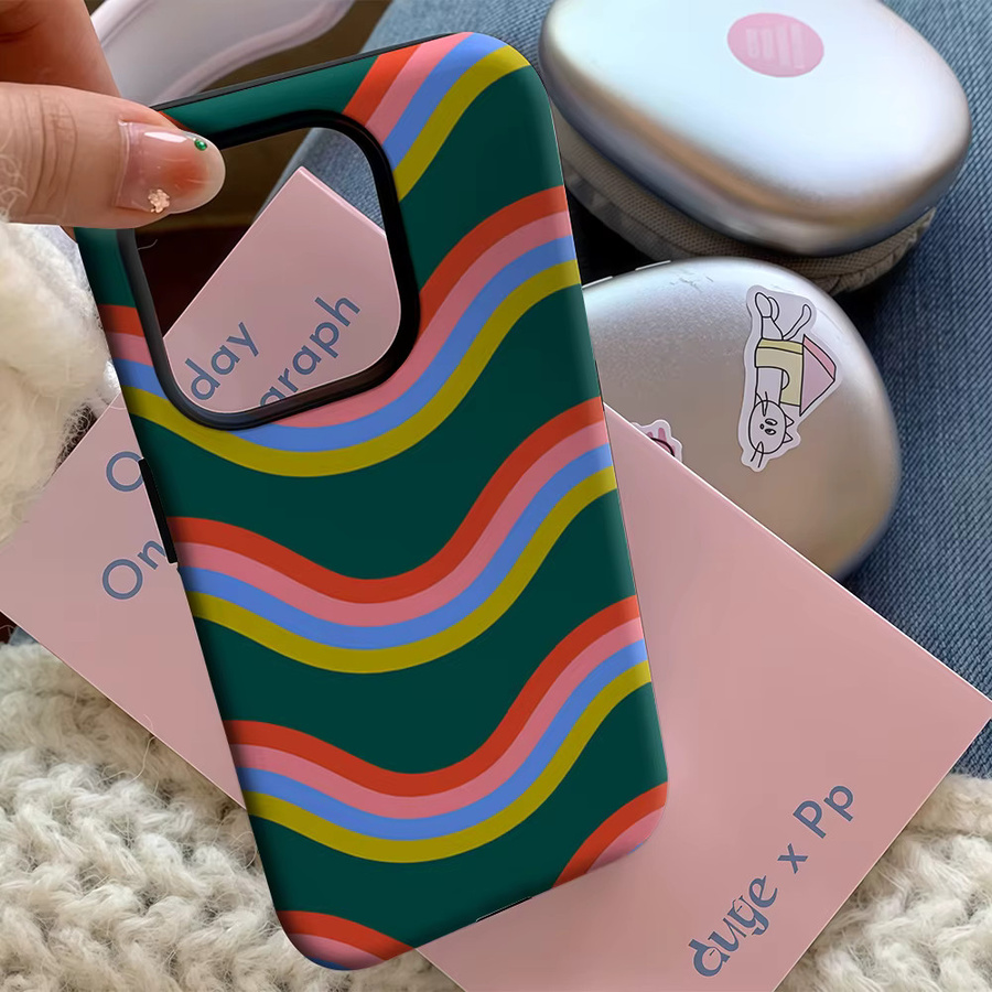 Retro Handyhülle mit Wellenlinien für Apple iPhone 11 bis iPhone 17 Pro Max Plus in Mehrfarbig - Bild 5