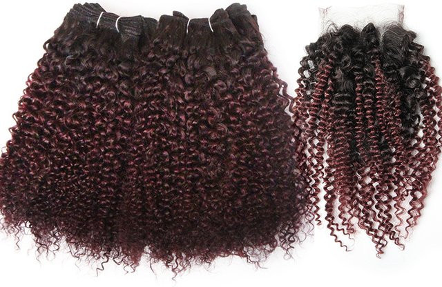 htonicca Indische Jerry Curl Echthaar-Bündel, Remy-Haarverlängerungen, 6 Stück - Bild 1