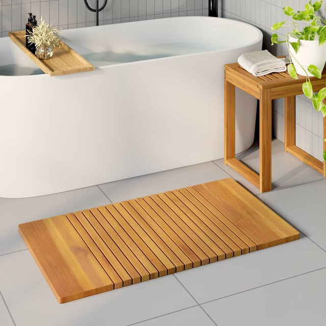 Badezimmermatte aus Holz von Yiwydaa in Braun, Breite: 100 cm, Tiefe: 55 cm - Bild 1