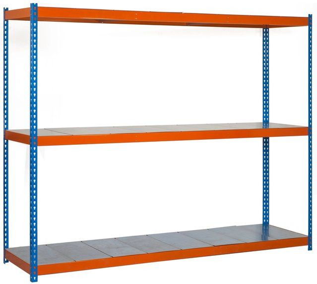PROREGAL Schwerlastregal Metal Beast mit 3 Ebenen, H x B x T: 150 x 120 x 75 cm, Blau-Orange - Bild 1
