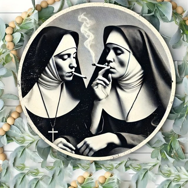 Vintage Metallschild CIFBUY Nonne Retro-Humor Blechwandkunst für Zuhause und Bar, Breite: 20 cm, Höhe: 20 cm - Bild 1
