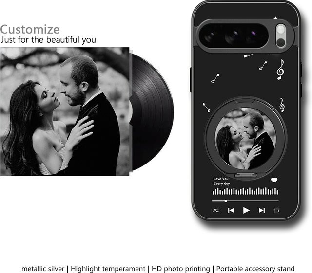 Personalisierte Handyhülle mit Metallhalterung für Google Pixel Modelle in Schwarz - Bild 1