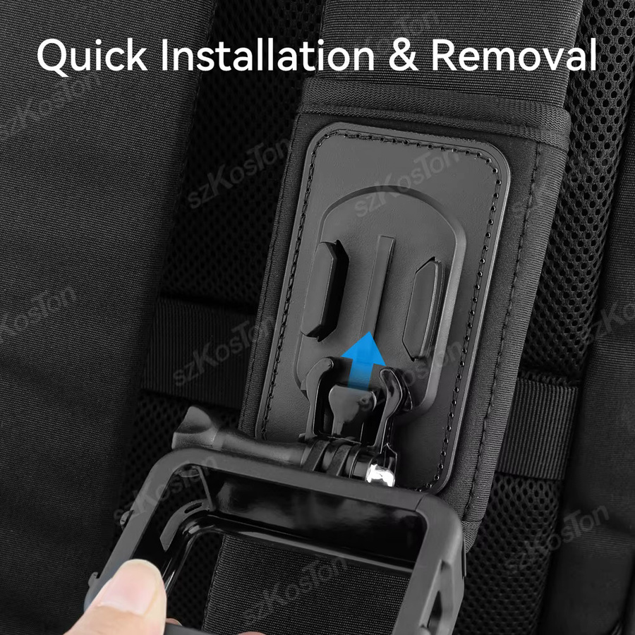 SZKOSTON Rucksack Strap Mount mit 360 Grad Rotation für GoPro Hero 13 12 11 10 9, Insta360, SJCAM, EKEN und DJI Osmo Action 5 4 3, Schwarz - Bild 2