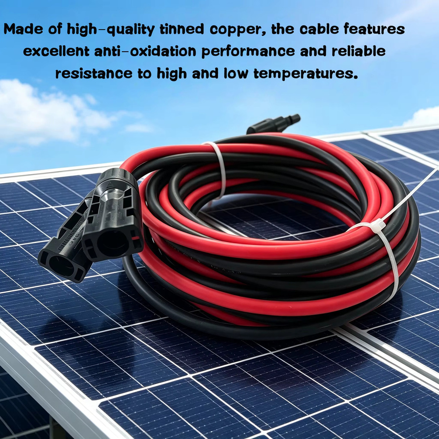 JINGYANGPV Solar-Verlängerungskabel 6mm² mit 5m Länge, Rot-Schwarz, beidseitig vormontierte Stecker für Photovoltaik-Systeme - Bild 5