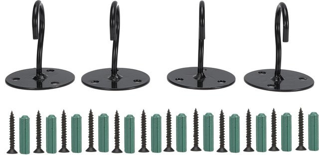 Meterk Wandhaken aus Metall für Laternen, Blumentöpfe und Windspiele, 4er-Set, Schwarz matt - Bild 1