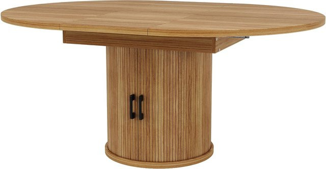 Merax Esstisch aus MDF und Holz, Walnuss und Schwarz, ausziehbar, oval, für 6 Personen, B/T/H: 158 x 118 x 75 cm - Bild 1