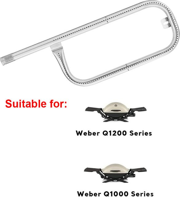 Weber Ersatz Grillbrennerrohr aus 304 Edelstahl für Q100 Q120 Q1000 Q1200 BabyQ, 17 Zoll, Silber - Bild 1